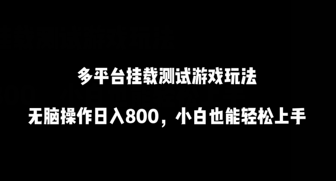 多平台挂载测试游戏玩法，无脑操作日入800，小白也能轻松上手【揭秘】-第一资源库