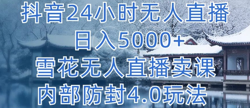 抖音24小时无人直播 日入5000+，雪花无人直播卖课，内部防封4.0玩法【揭秘】-第一资源库