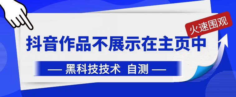 抖音黑科技：抖音作品不展示在主页中【揭秘】-第一资源库