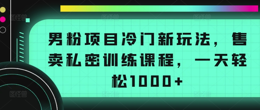 男粉项目冷门新玩法，售卖私密训练课程，一天轻松1000+【揭秘】-第一资源库