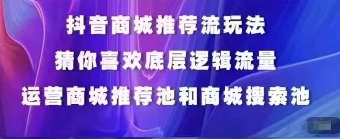 抖音商城运营课程，猜你喜欢入池商城搜索商城推荐人群标签覆盖-第一资源库