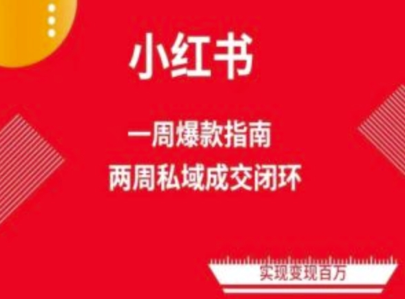 爆款小红书免费流量体系课程(两周变现)，小红书电商教程-第一资源库