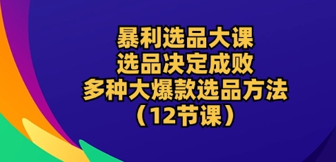 暴利选品大课：选品决定成败，教你多种大爆款选品方法(12节课)-第一资源库