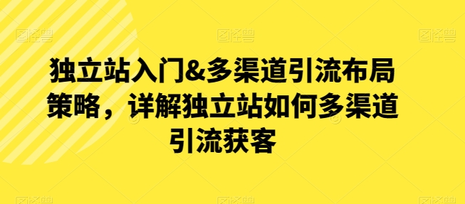 独立站入门&多渠道引流布局策略，详解独立站如何多渠道引流获客-第一资源库