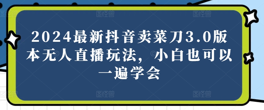 2024最新抖音卖菜刀3.0版本无人直播玩法，小白也可以一遍学会【揭秘】-第一资源库