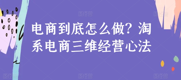 电商到底怎么做？淘系电商三维经营心法-第一资源库