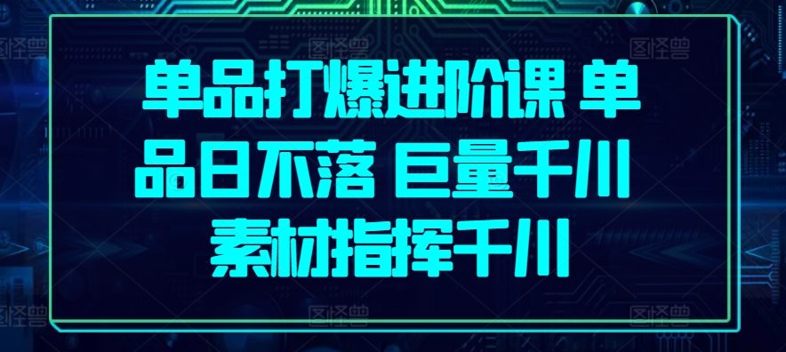 单品打爆进阶课 单品日不落 巨量千川 素材指挥千川-第一资源库