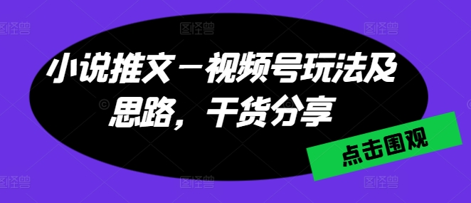 小说推文—视频号玩法及思路，干货分享-第一资源库