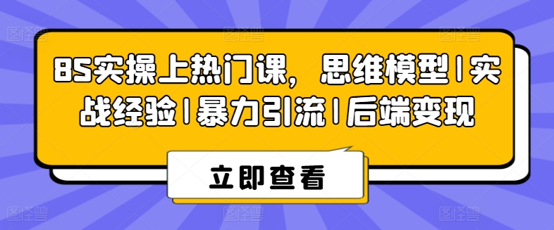 8S实操上热门课，思维模型|实战经验|暴力引流|后端变现-第一资源库