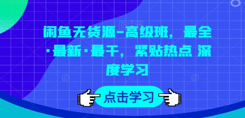 闲鱼无货源-高级班，最全·最新·最干，紧贴热点 深度学习-第一资源库