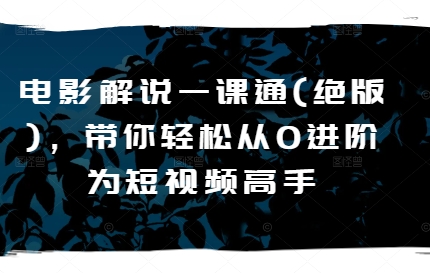 电影解说一课通(绝版)，带你轻松从0进阶为短视频高手-第一资源库