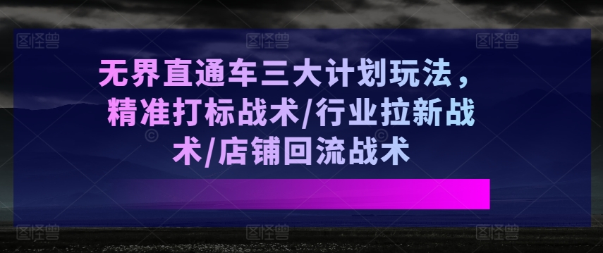 无界直通车三大计划玩法，精准打标战术/行业拉新战术/店铺回流战术-第一资源库