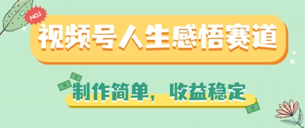 视频号人生感悟赛道，制作简单，收益稳定【揭秘】-第一资源库