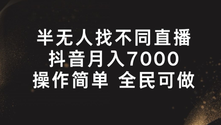 半无人找不同直播，月入7000+，操作简单 全民可做【揭秘】-第一资源库