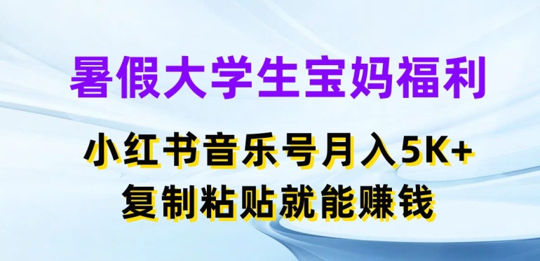 暑假大学生宝妈福利，小红书音乐号月入5000+，复制粘贴就能赚钱【揭秘】-第一资源库