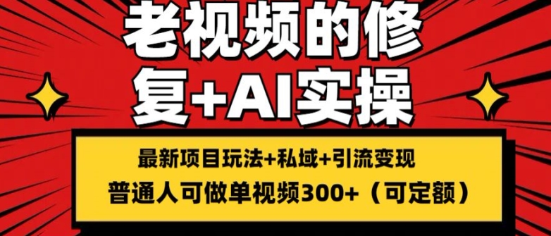 修复老视频的玩法，搬砖+引流的变现(可持久)，单条收益300+【揭秘】-第一资源库