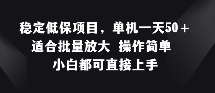 稳定低保项目，单机一天50+适合批量放大 操作简单 小白都可直接上手【揭秘】-第一资源库