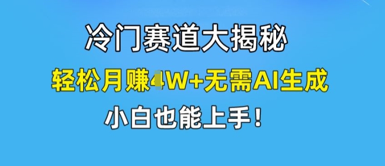 冷门赛道大揭秘，轻松月赚1W+无需AI生成，小白也能上手【揭秘】-第一资源库