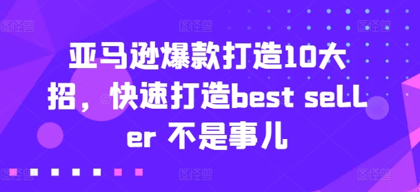 亚马逊爆款打造10大招，快速打造best seller 不是事儿-第一资源库