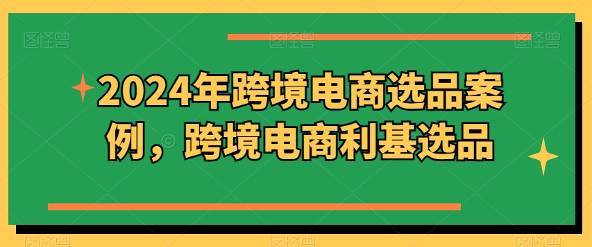 2024年跨境电商选品案例，跨境电商利基选品（更新）-第一资源库