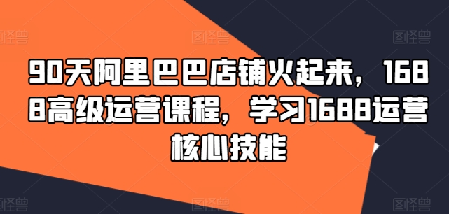 90天阿里巴巴店铺火起来，1688高级运营课程，学习1688运营核心技能-第一资源库