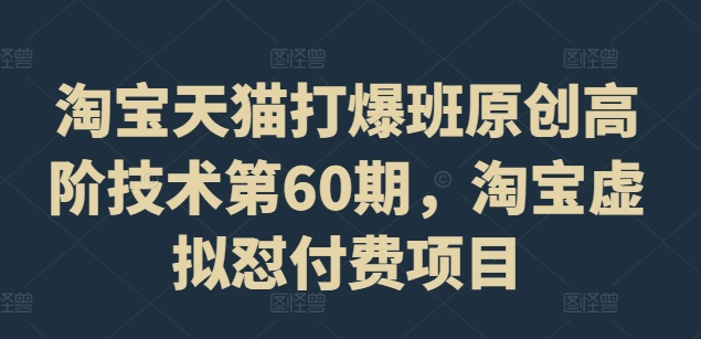 淘宝天猫打爆班原创高阶技术第60期，淘宝虚拟怼付费项目-第一资源库