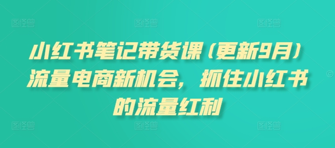 小红书笔记带货课(更新9月)流量电商新机会，抓住小红书的流量红利-第一资源库