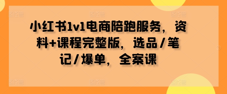 小红书1v1电商陪跑服务，资料+课程完整版，选品/笔记/爆单，全案课-第一资源库