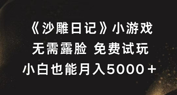 《沙雕日记》小游戏，无需露脸免费试玩，小白也能月入5000+【揭秘】-第一资源库