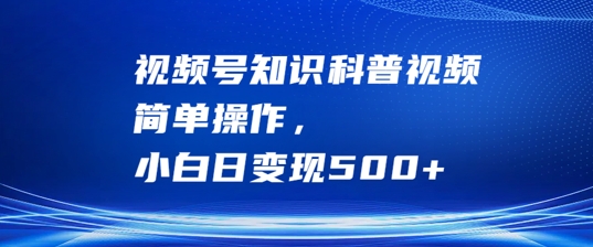 视频号知识科普视频，简单操作，小白日变现500+【揭秘】-第一资源库