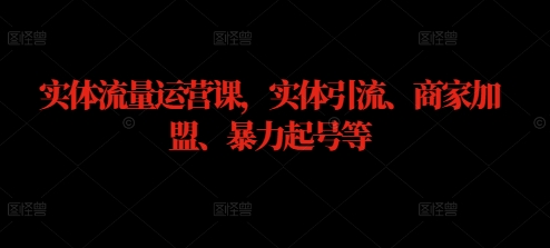 实体流量运营课，实体引流、商家加盟、暴力起号等-第一资源库