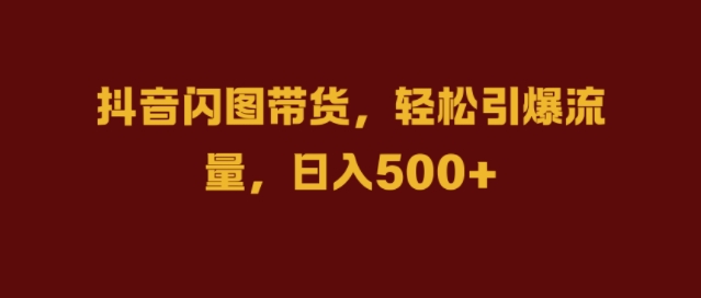 抖音闪图带货，轻松引爆流量，日入几张【揭秘】-第一资源库