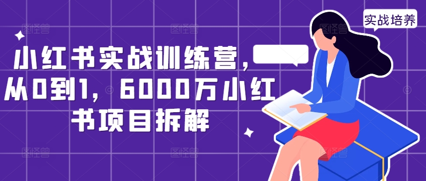 小红书实战训练营，从0到1，6000万小红书项目拆解-第一资源库