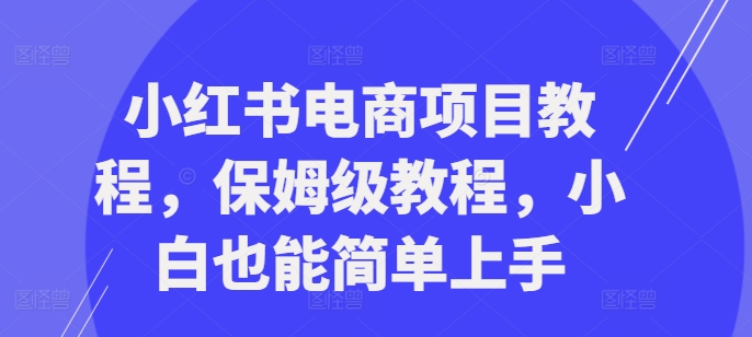 小红书电商项目教程，保姆级教程，小白也能简单上手-第一资源库