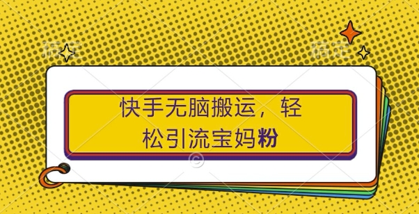 快手无脑搬运，轻松引流宝妈粉，纯小白轻松上手【揭秘】-第一资源库