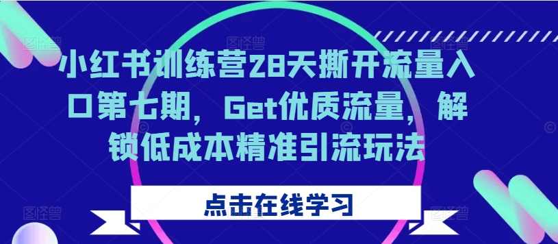 小红书训练营28天撕开流量入口第七期，Get优质流量，解锁低成本精准引流玩法-第一资源库