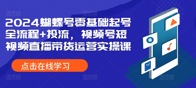 2024蝴蝶号零基础起号全流程+投流，视频号短视频直播带货运营实操课-第一资源库