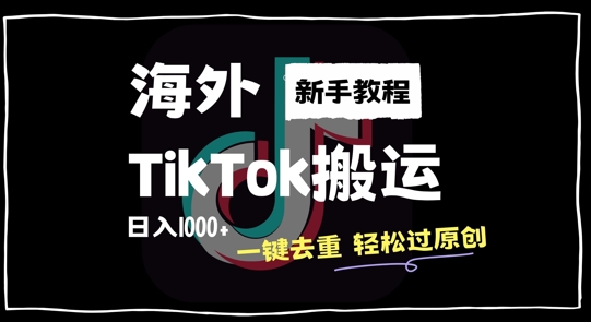 2024最新海外TikTok搬运玩法，一键去重轻松过原创，新手无经验也能日入1k【揭秘】-第一资源库