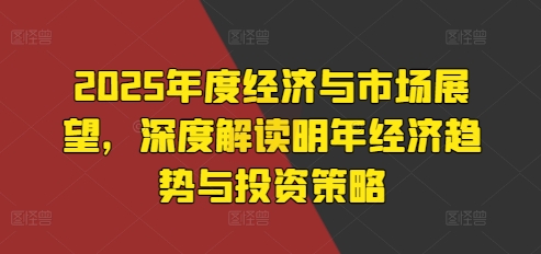 2025年度经济与市场展望，深度解读明年经济趋势与投资策略-第一资源库