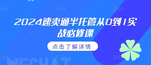 2024速卖通半托管从0到1实战必修课，掌握通投广告打法、熟悉速卖通半托管的政策细节-第一资源库