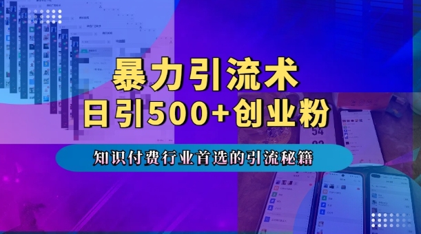 暴力引流术，专业知识付费行业首选的引流秘籍，一天暴流500+创业粉，五个手机流量接不完!-第一资源库