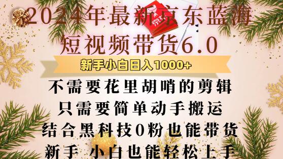 最新京东蓝海短视频带货6.0.不需要花里胡哨的剪辑只需要简单动手搬运结合黑科技0粉也能带货【揭秘】-第一资源库