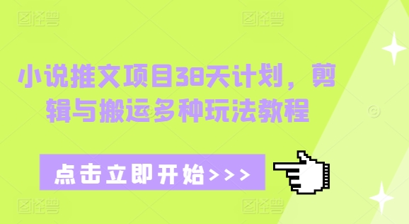 小说推文项目38天计划，剪辑与搬运多种玩法教程-第一资源库