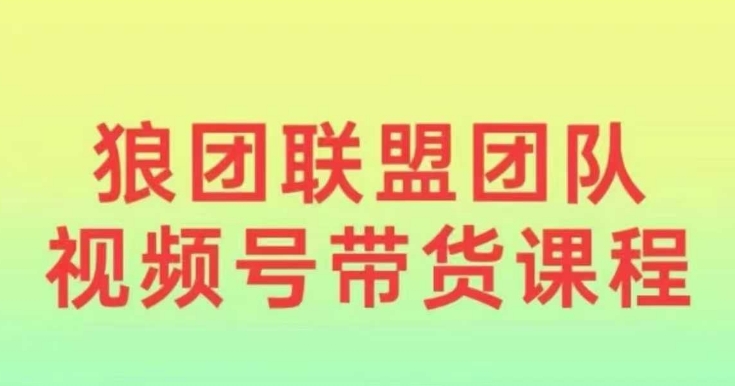 狼团联盟2024视频号带货，0基础小白快速入局视频号-第一资源库