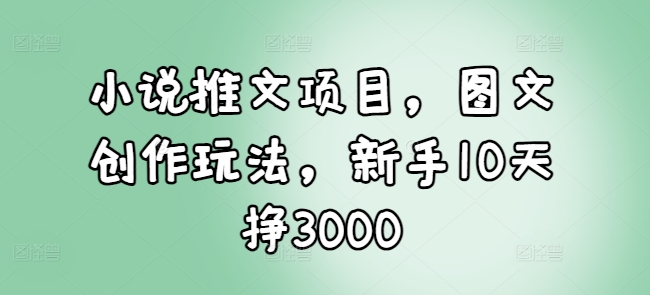 小说推文项目，图文创作玩法，新手10天挣3000-第一资源库