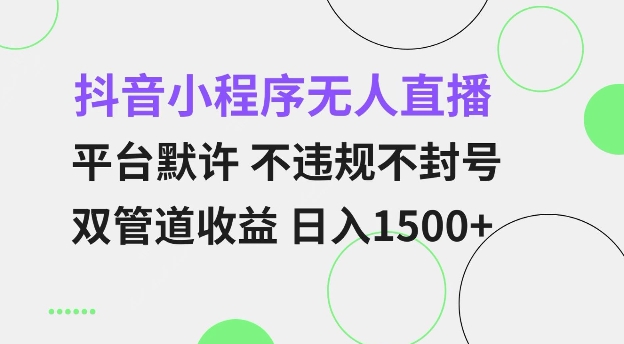 抖音小程序无人直播 平台默许 不违规不封号 双管道收益 日入多张 小白也能轻松操作【仅揭秘】-第一资源库