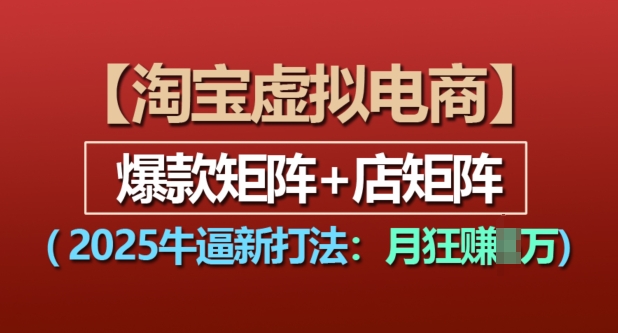 淘宝虚拟电商，2025牛逼新打法：爆款矩阵+店矩阵，月入过万-第一资源库