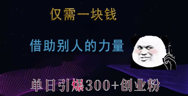 仅需一块钱，借助别人的力量，单日引爆300+创业粉、兼职粉【揭秘】-第一资源库