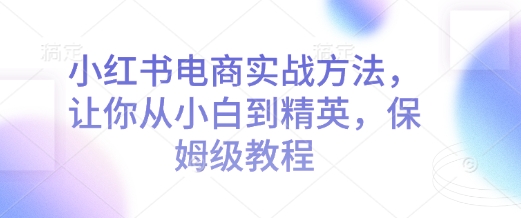 小红书电商实战方法，让你从小白到精英，保姆级教程-第一资源库