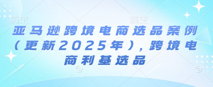 亚马逊跨境电商选品案例(更新2025年)，跨境电商利基选品-第一资源库